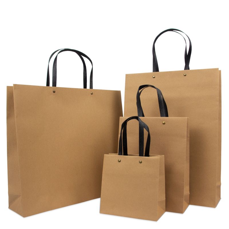 Luxury ecological paper bags with black kraft handles 